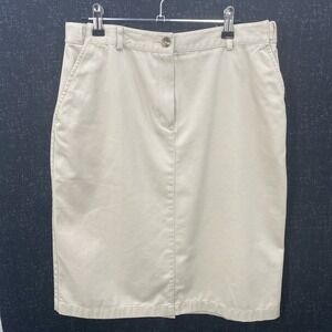 L.L. Bean Classic Fit Skirt‎ Women's Size 8 Khaki Knee Length Expandable Waist